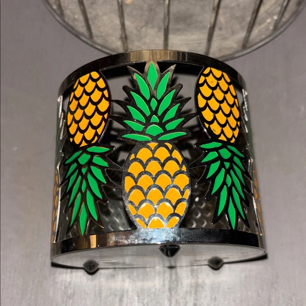 *Sold on eBay Bath & Body Works BBW 3-Wick Jar Candle Holder Pineapples tropical - Picture 2 of 6